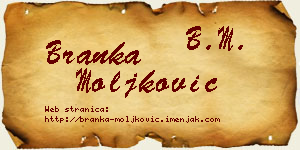 Branka Moljković vizit kartica